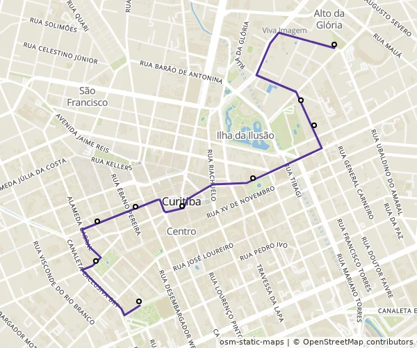 Mapa do itinerário da linha