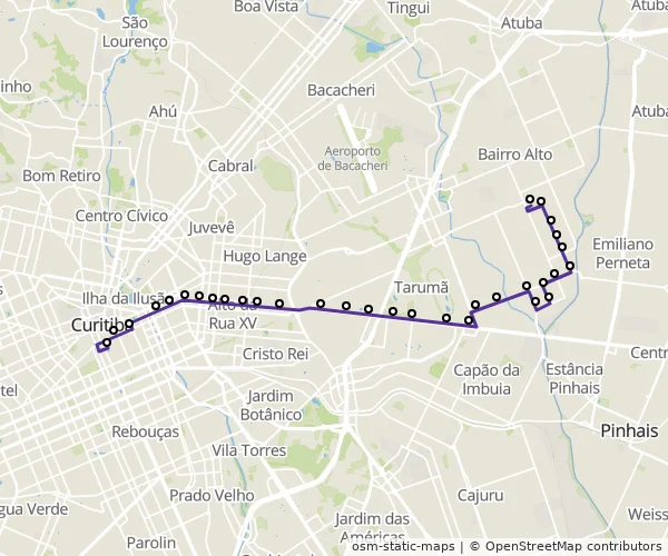 Mapa do itinerário da linha