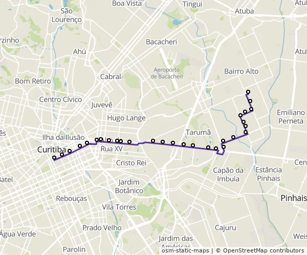 Mapa do itinerário da linha