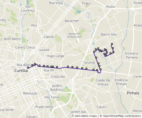 Mapa do itinerário da linha