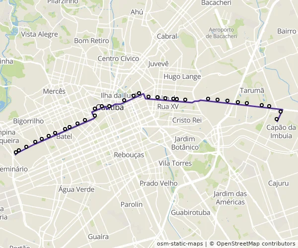 Mapa do itinerário da linha