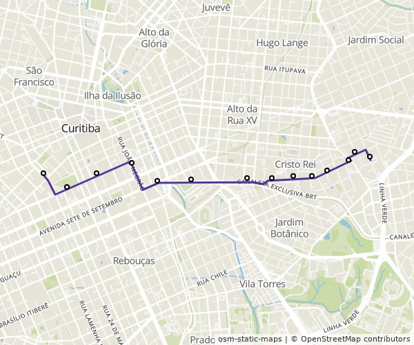 Mapa do itinerário da linha