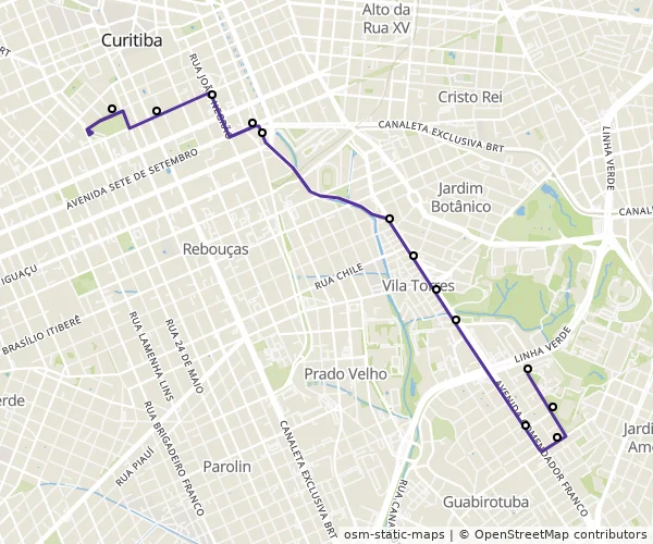 Mapa do itinerário da linha