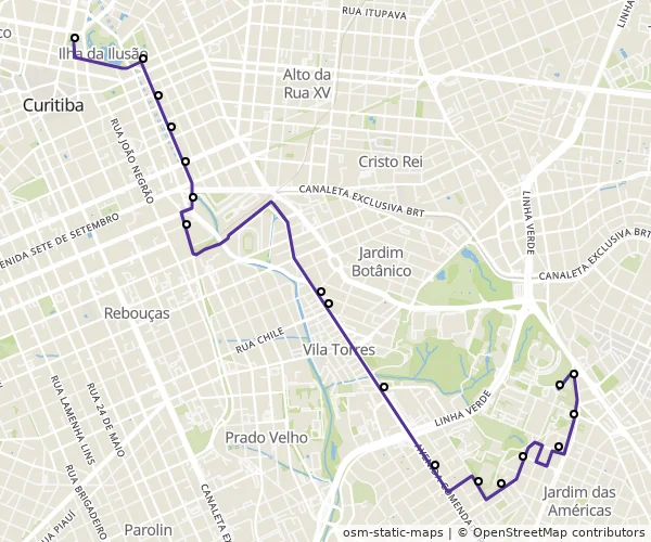 Mapa do itinerário da linha