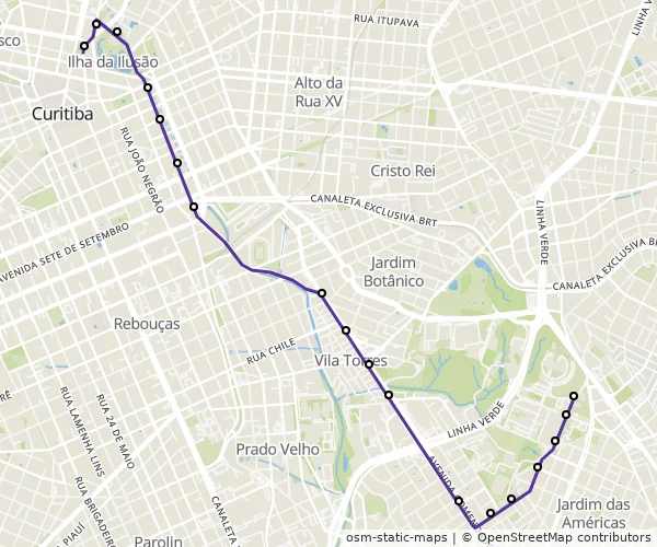 Mapa do itinerário da linha