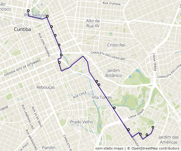 Mapa do itinerário da linha