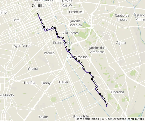 Mapa do itinerário da linha