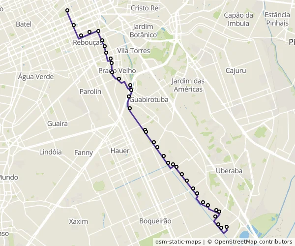 Mapa do itinerário da linha