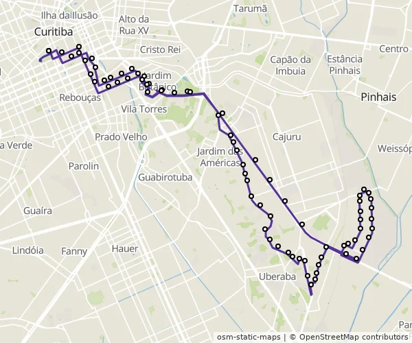 Mapa do itinerário da linha