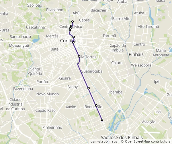 Mapa do itinerário da linha