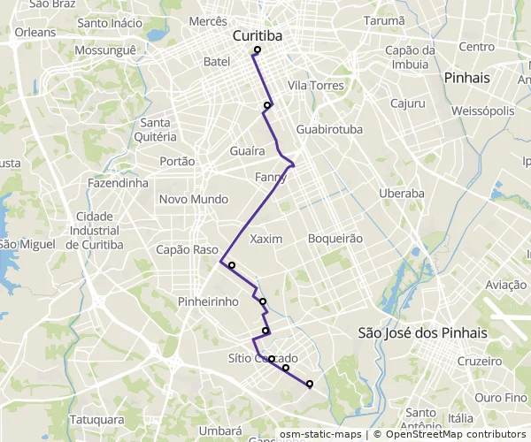 Mapa do itinerário da linha