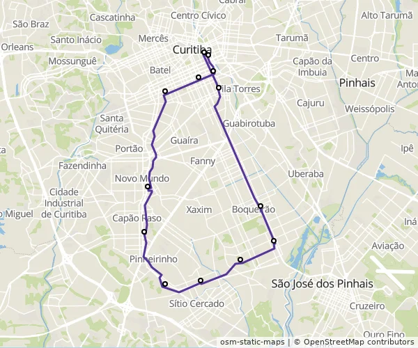 Mapa do itinerário da linha