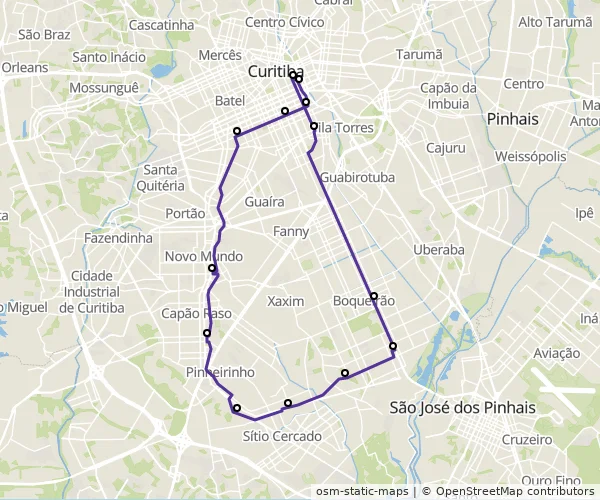 Mapa do itinerário da linha