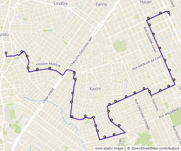 Mapa do itinerário da linha