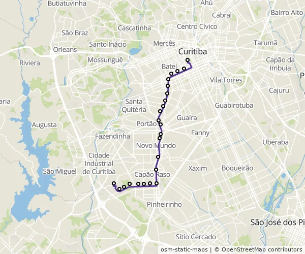 Mapa do itinerário da linha