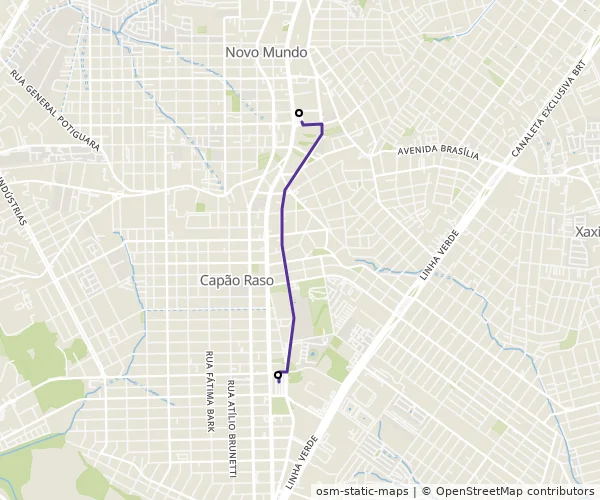Mapa do itinerário da linha