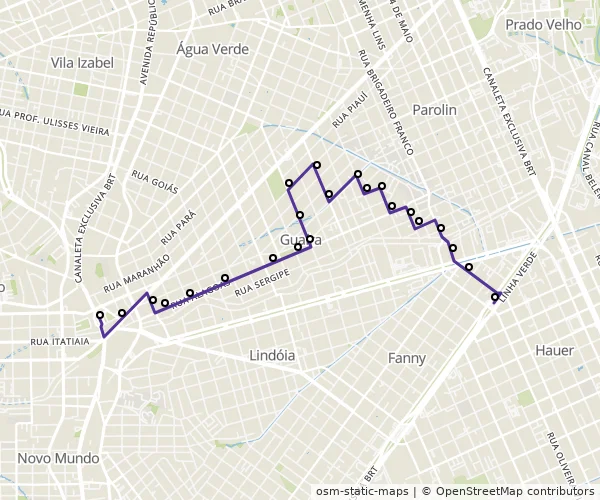 Mapa do itinerário da linha