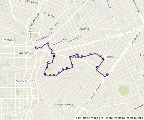 Mapa do itinerário da linha