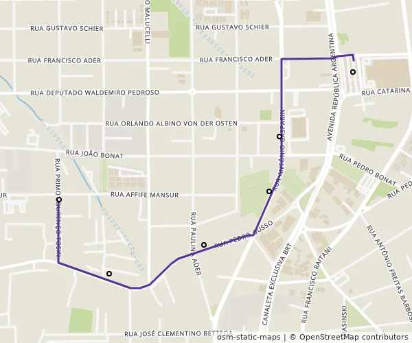 Mapa do itinerário da linha
