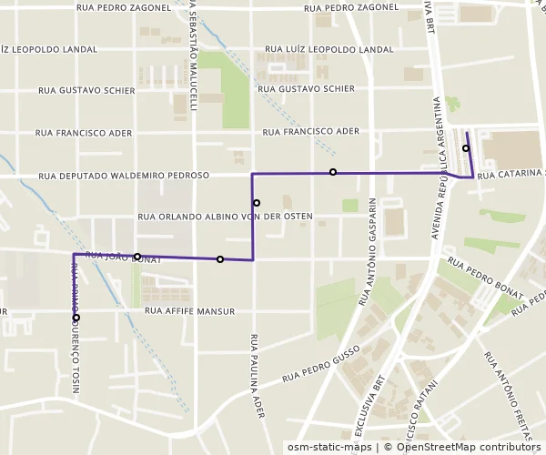 Mapa do itinerário da linha