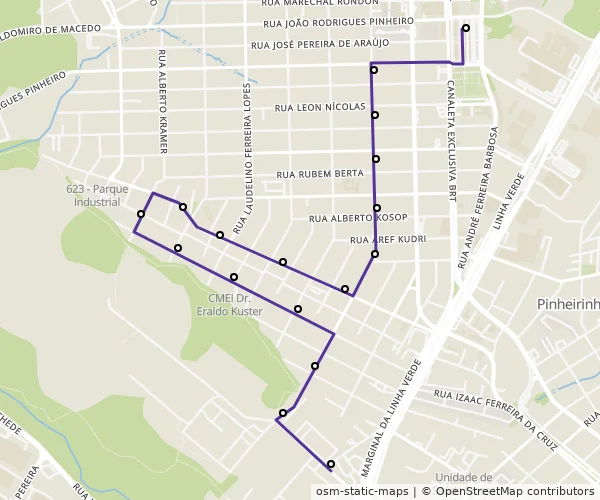 Mapa do itinerário da linha