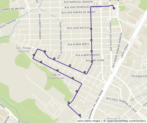 Mapa do itinerário da linha
