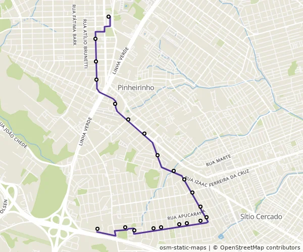 Mapa do itinerário da linha
