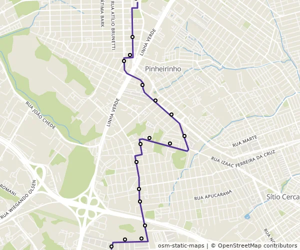 Mapa do itinerário da linha