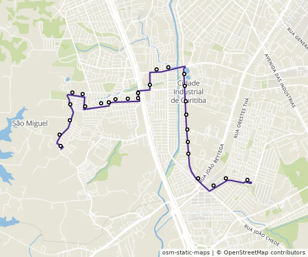 Mapa do itinerário da linha