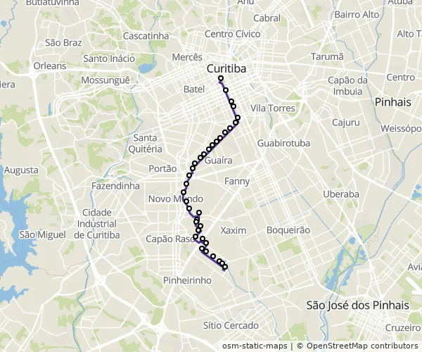 Mapa do itinerário da linha