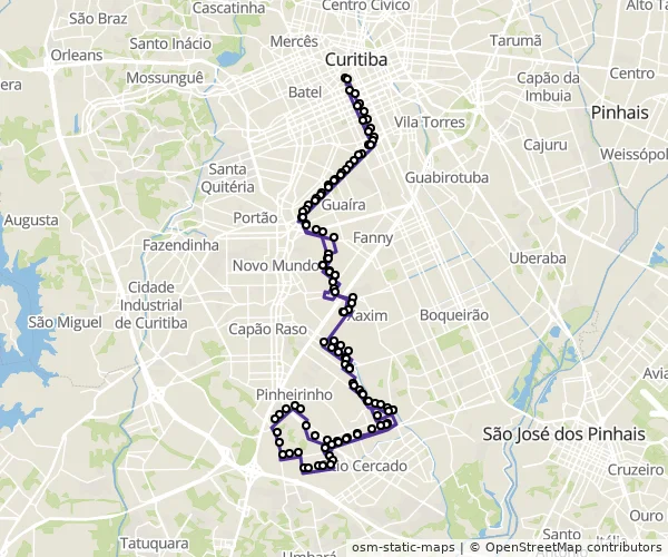 Mapa do itinerário da linha