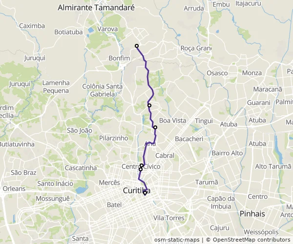 Mapa do itinerário da linha