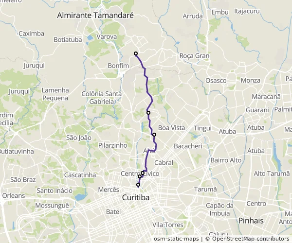 Mapa do itinerário da linha