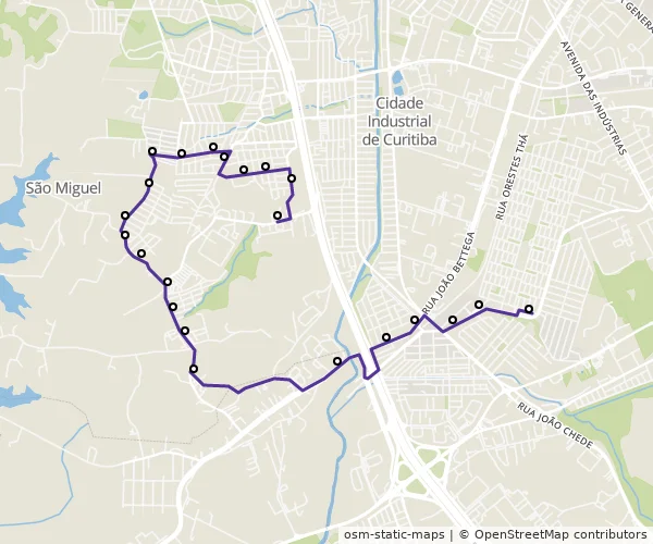 Mapa do itinerário da linha