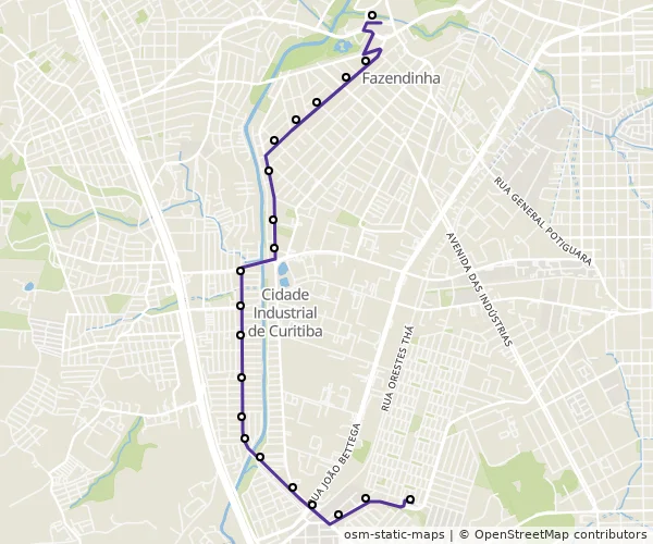 Mapa do itinerário da linha