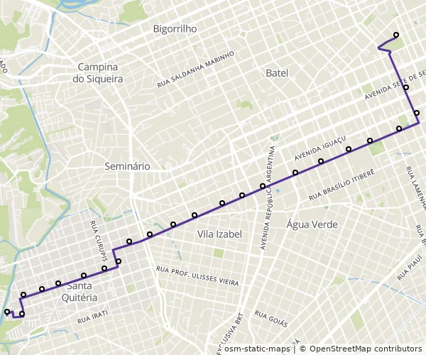 Mapa do itinerário da linha
