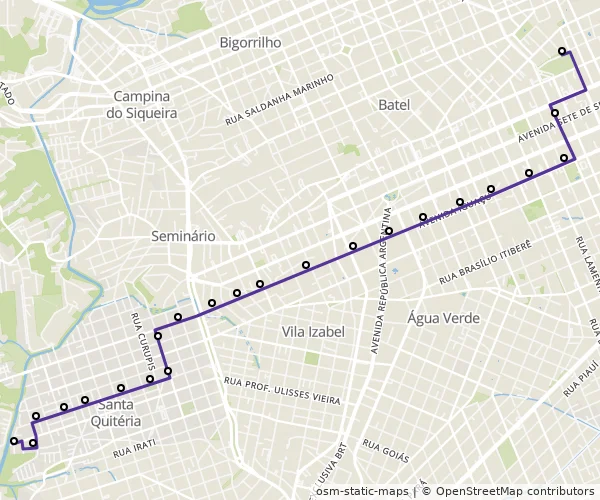Mapa do itinerário da linha