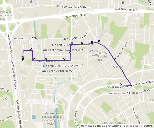 Mapa do itinerário da linha