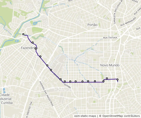 Mapa do itinerário da linha
