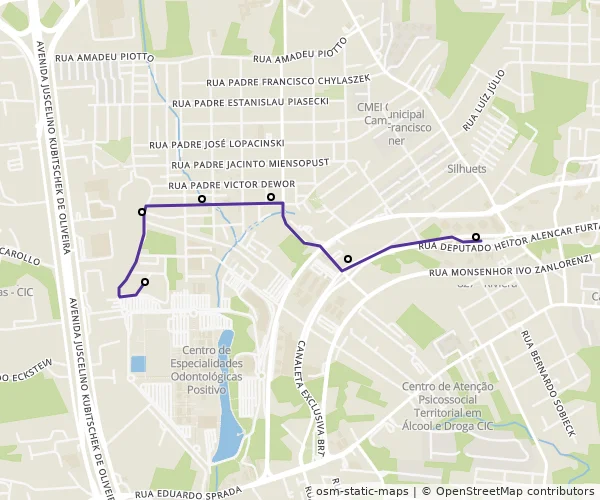 Mapa do itinerário da linha