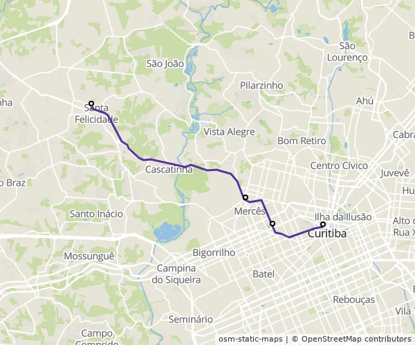 Mapa do itinerário da linha
