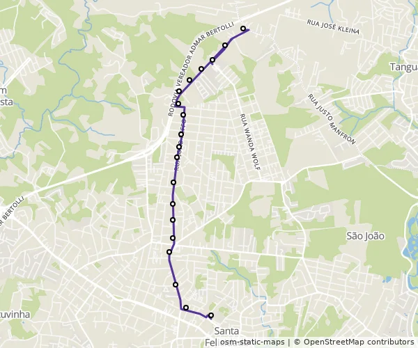 Mapa do itinerário da linha