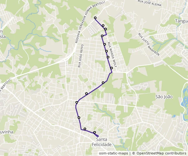 Mapa do itinerário da linha