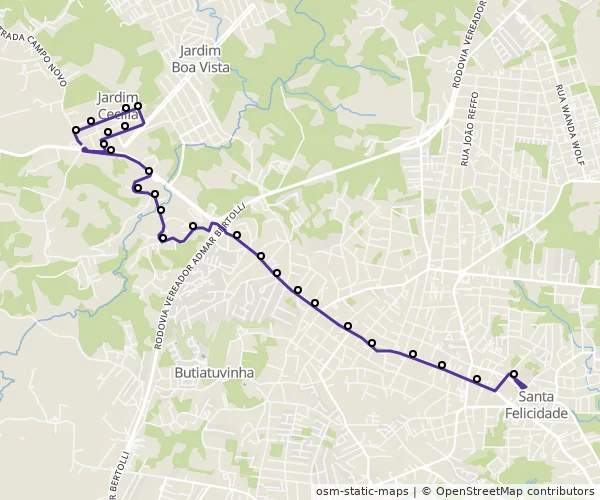 Mapa do itinerário da linha