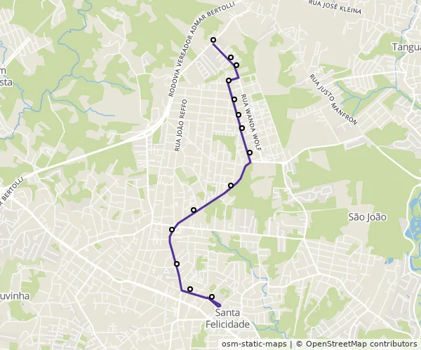 Mapa do itinerário da linha