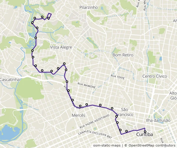 Mapa do itinerário da linha