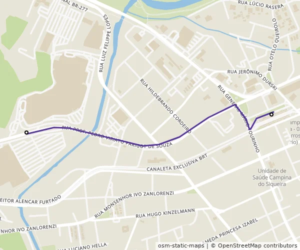 Mapa do itinerário da linha