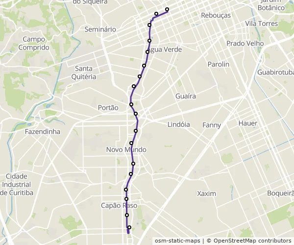 Mapa do itinerário da linha