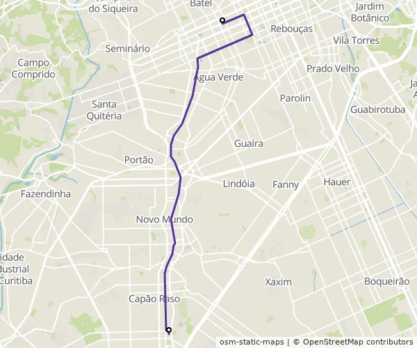 Mapa do itinerário da linha