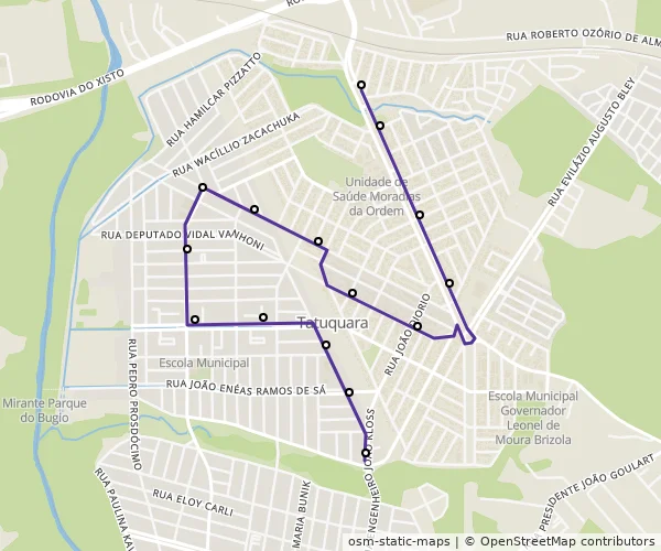 Mapa do itinerário da linha